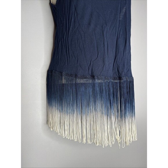 Heart & Hips Navy Blue Ombré Tank Top With Fringe Small - Picture 3 of 8